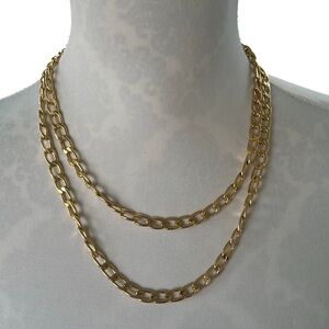 Vintage Gold Tone Long Chain Necklace – Classic Layering Jewelry